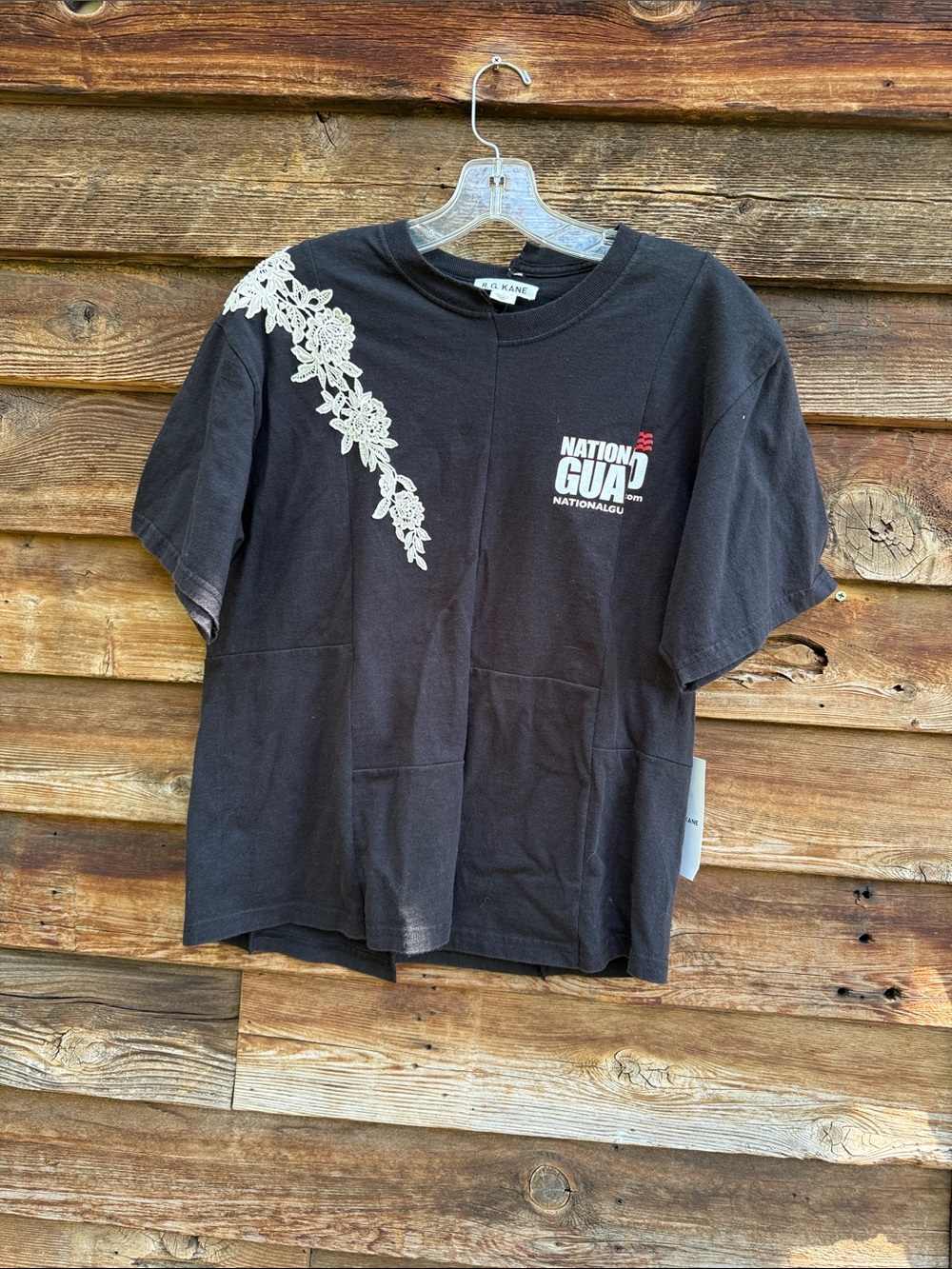 r.g. Kane national guard assembled printed tee lace detail